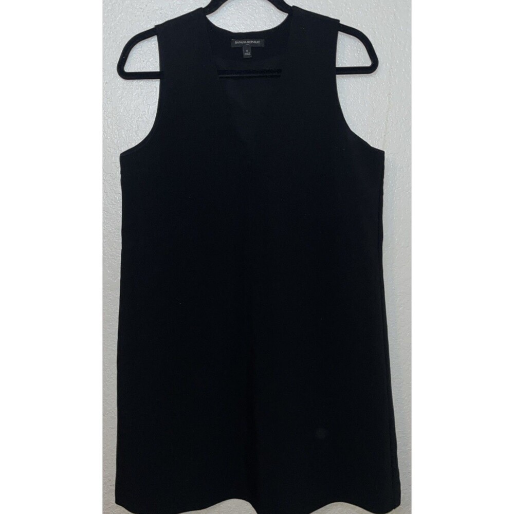 Banana Republic Womens Size 6 Black Sleeveless V Neck Dress Work Casual